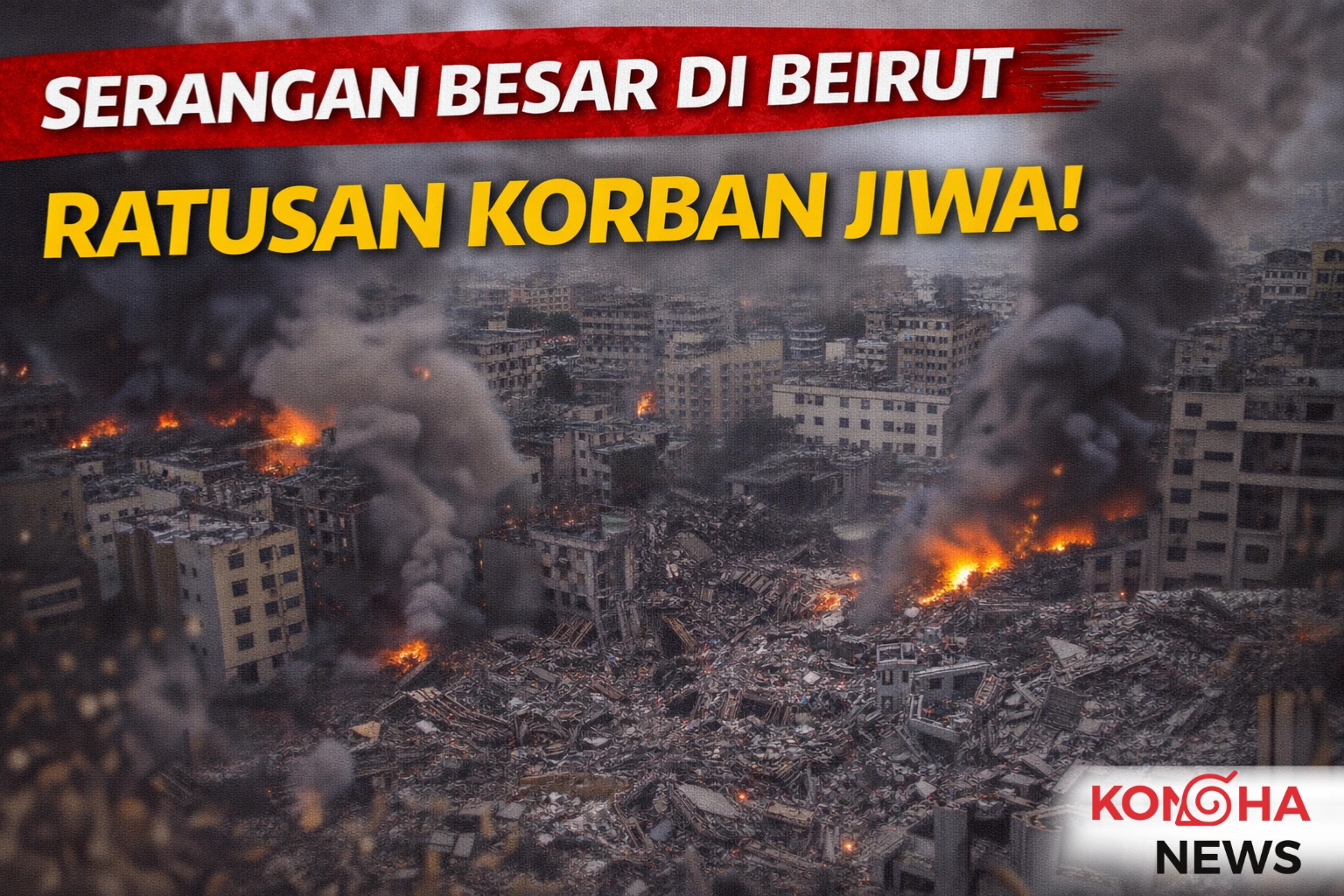 SERANGAN BESAR DI BEIRUT, RATUSAN KORBAN JIWA DILAPORKAN