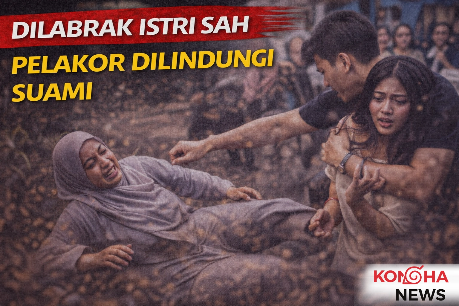 Viral! Istri Labrak Wanita Lain, Suami Justru Lindungi dan Terjadi Keributan