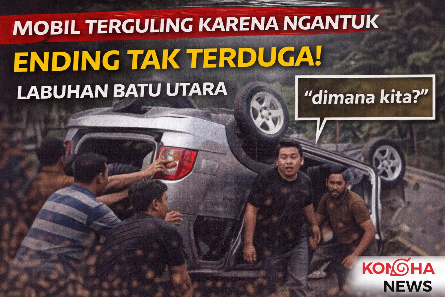 Mobil Terguling di Labuhan Batu Utara, Penumpang Bangun Seolah Tak Terjadi Apa-Apa