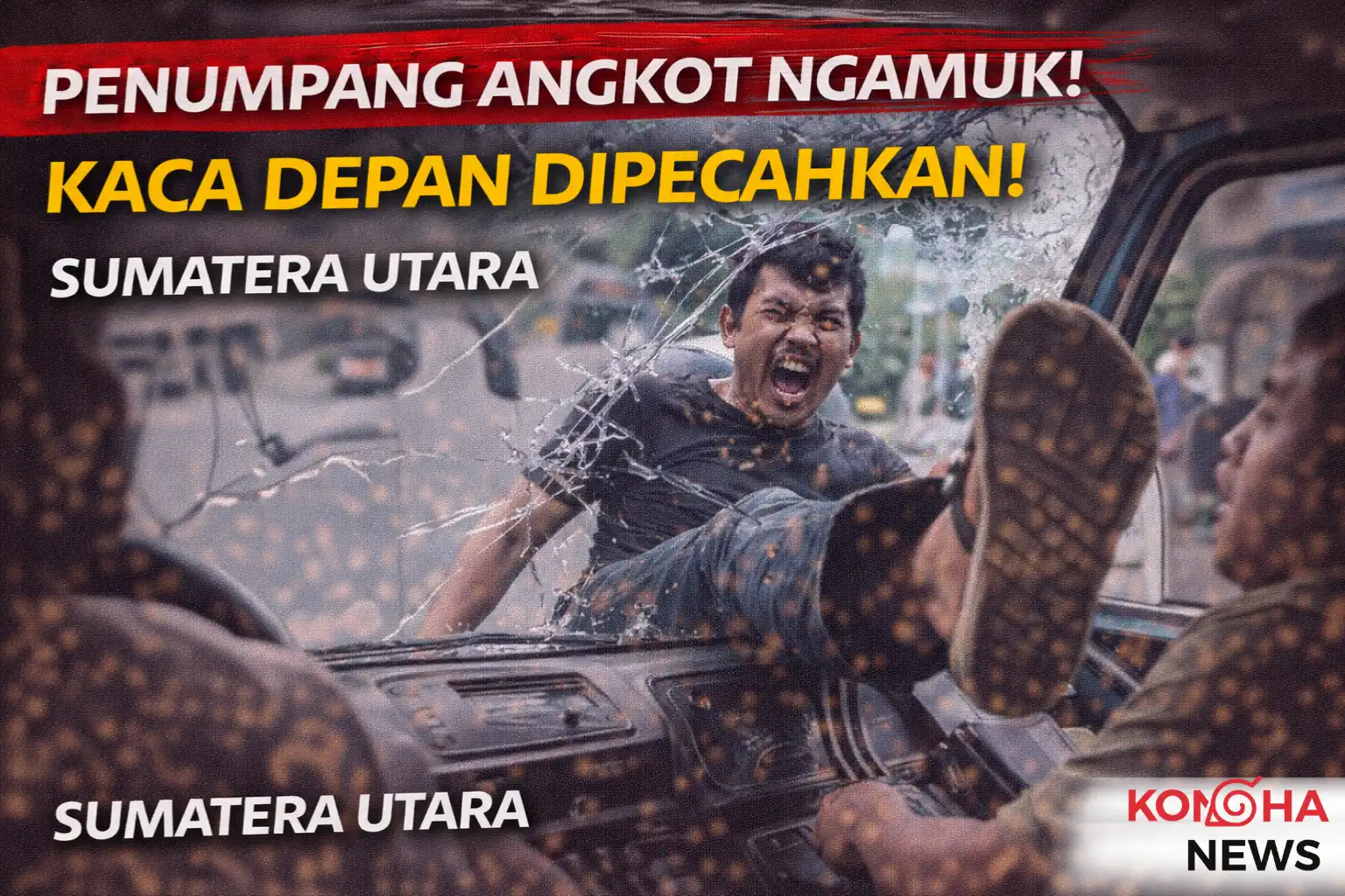 Penumpang Angkot Ngamuk, Kaca Depan Dipecahkan di Tengah Perjalanan