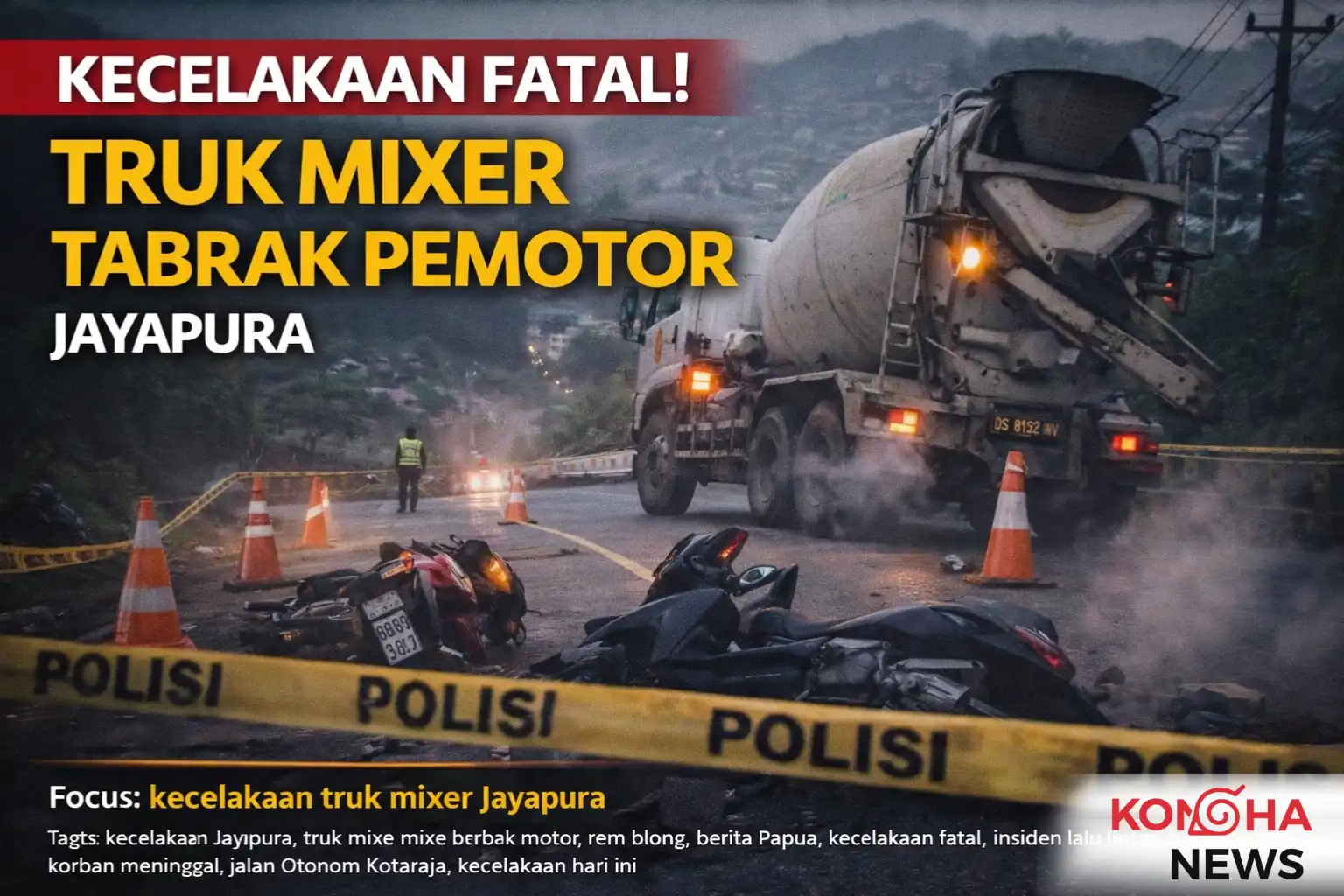 Truk Mixer Diduga Rem Blong Tabrak Pemotor di Jayapura, Satu Tewas