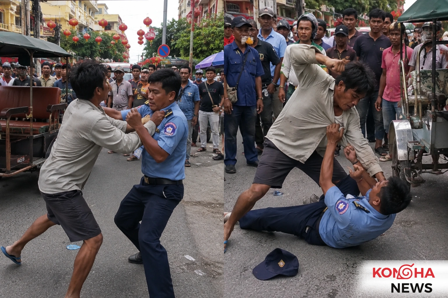 Konohanews – Keributan Pecah di China Town Dekat Pantai Prancis, Pengemudi Becak dan Satpam Adu Jotos!