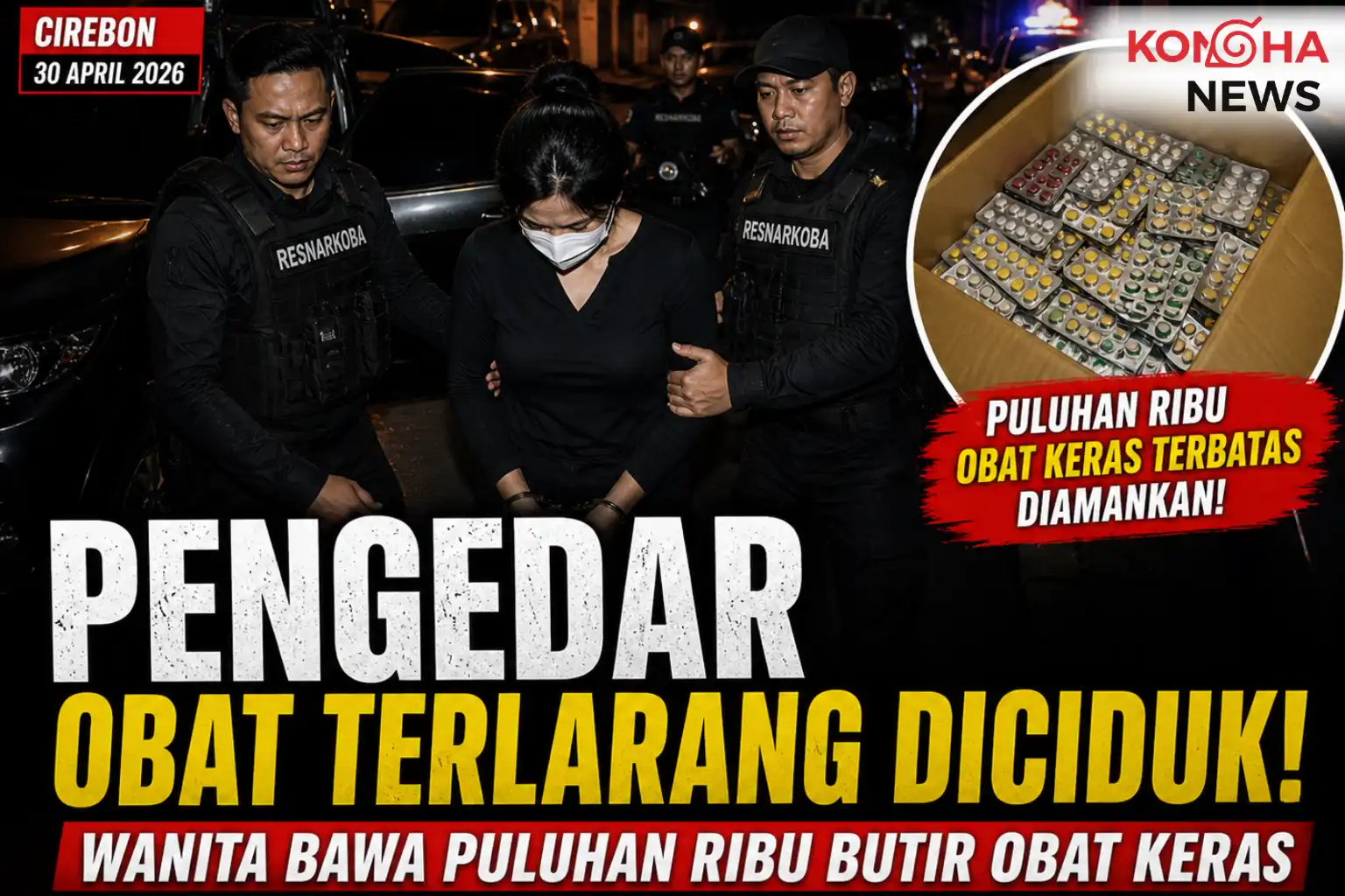 Pengedar Obat Terlarang Diciduk Saat Subuh! Wanita di Cirebon Bawa Puluhan Ribu Butir