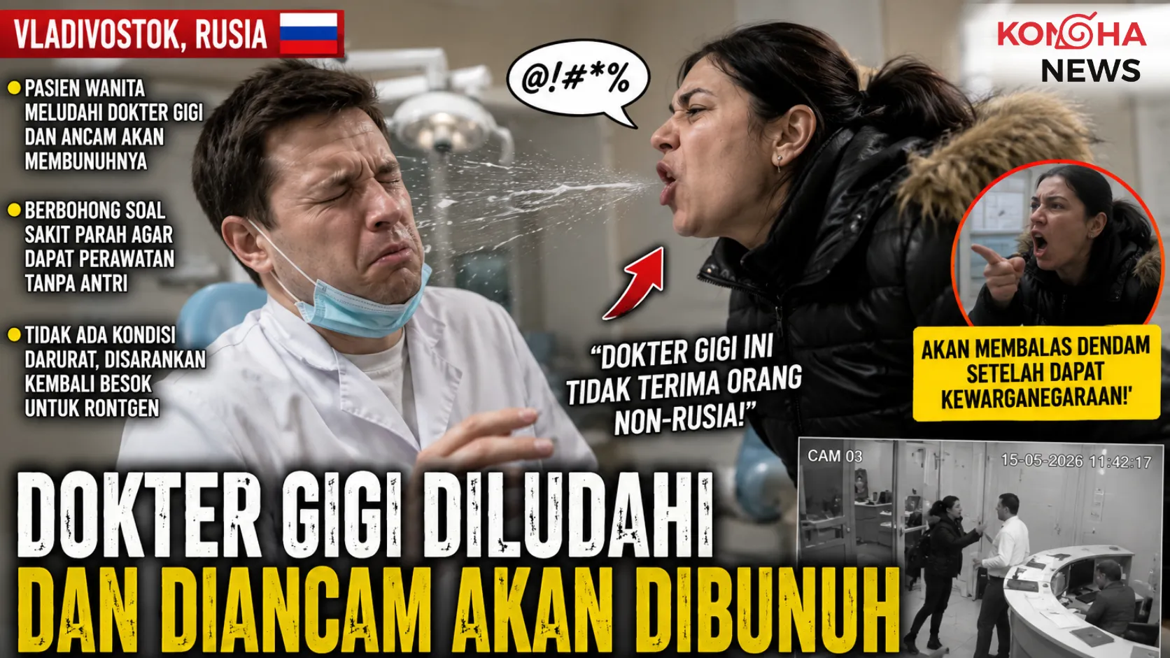 Konohanews – Dokter Gigi Diludahi dan Diancam Pasien di Vladivostok, Polisi Turun Tangan