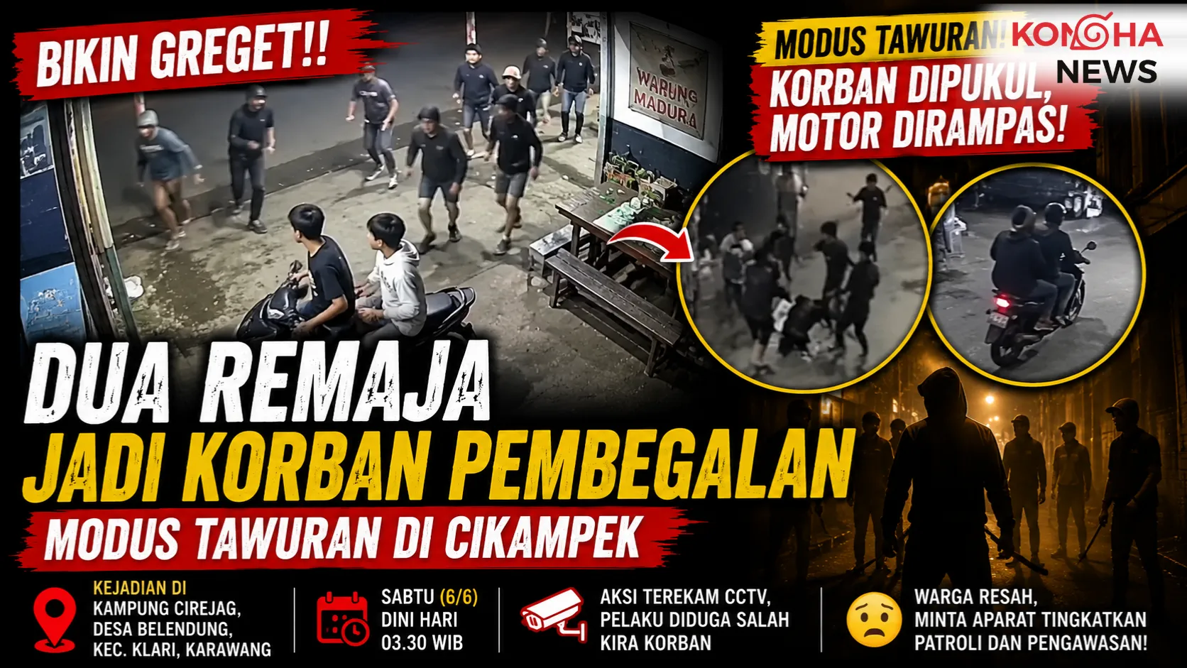 Konohanews – Bikin Greget! Dua Remaja Jadi Korban Pembegalan Bermodus Tawuran di Cikampek