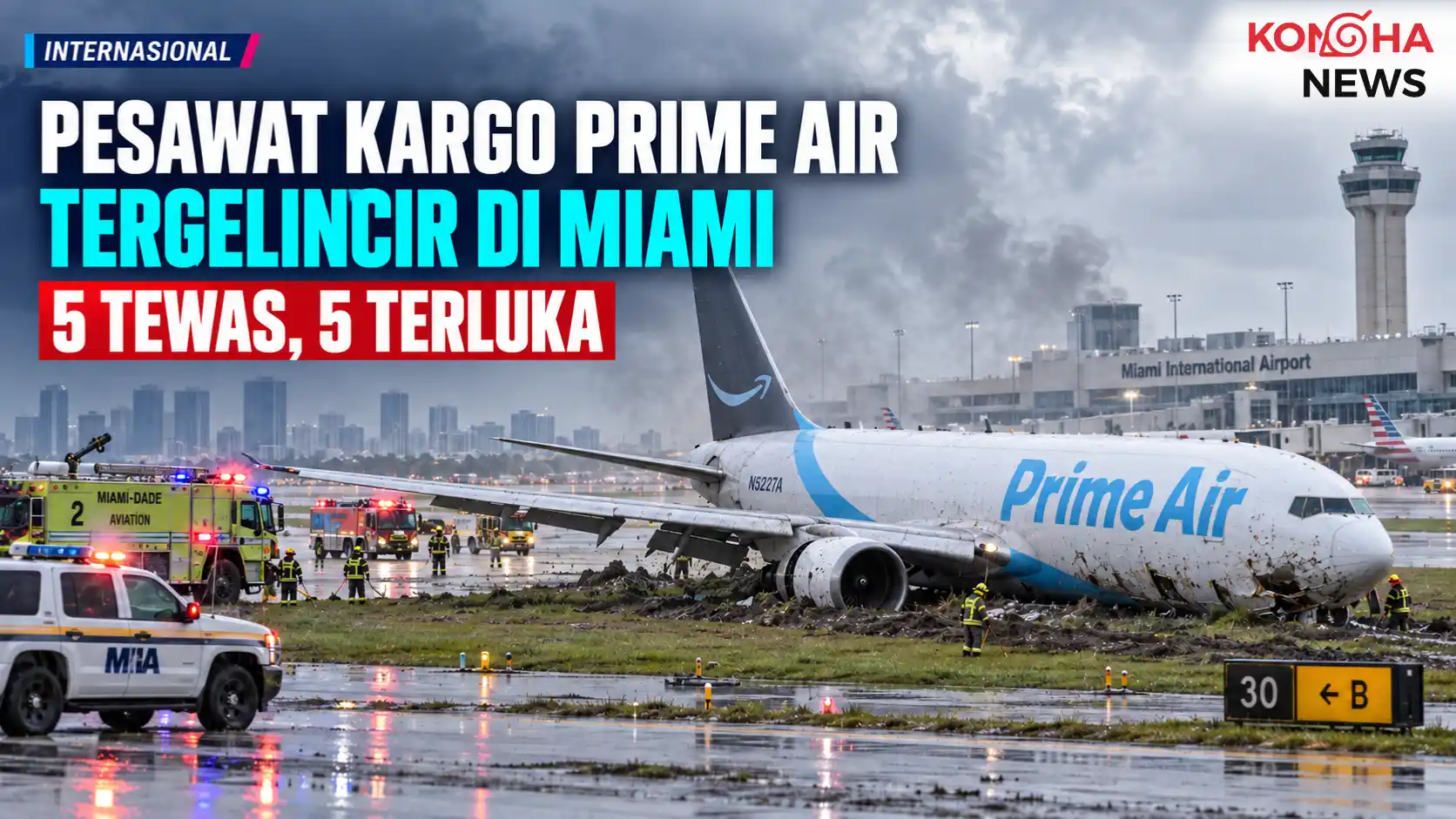 Pesawat Kargo Amazon Air Lewati Ujung Landasan di Miami, 5 Orang Tewas