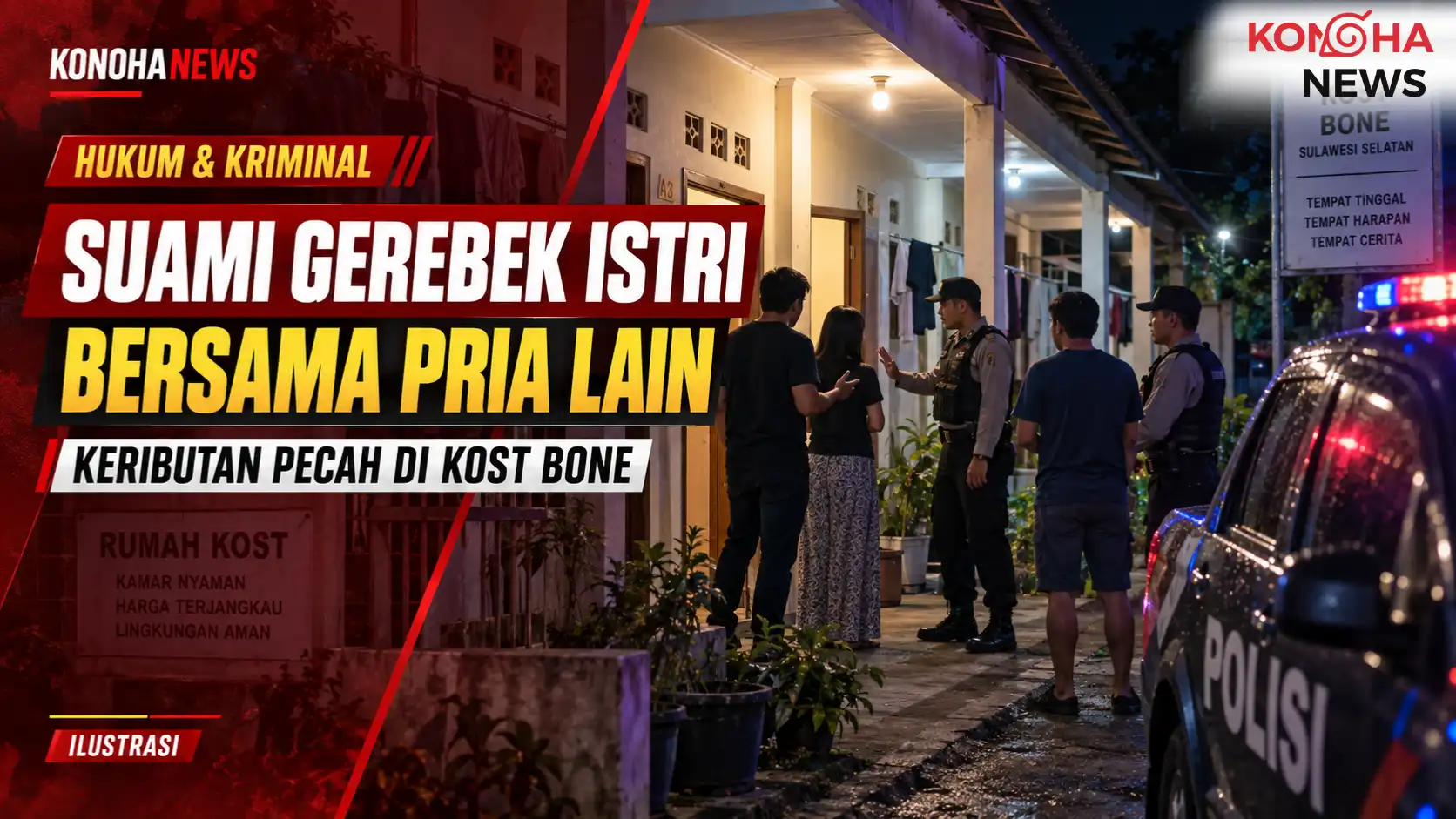 Suami Gerebek Istri Bersama Pria Lain di Kost Bone, Polisi Turun Tangan
