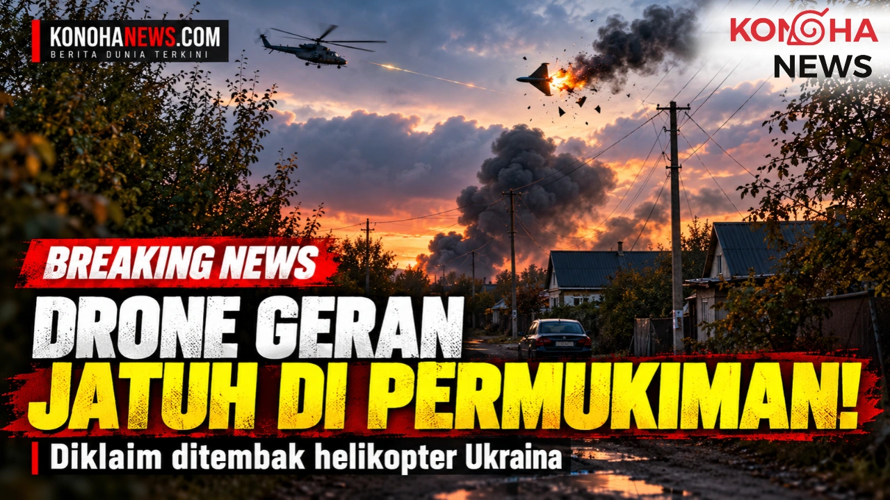 Viral! Drone Geran Diklaim Ditembak Helikopter Ukraina hingga Jatuh di Permukiman Lozova