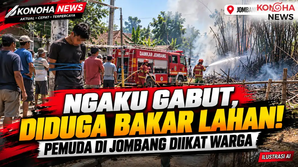 Viral! Ngaku Gabut, Pemuda di Jombang Diduga Bakar Lahan hingga Diikat Warga di Tiang