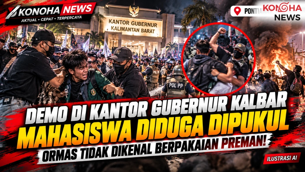 Demo Kantor Gubernur Kalbar Ricuh! Mahasiswa Diduga Dipukul Kelompok Berpakaian Preman