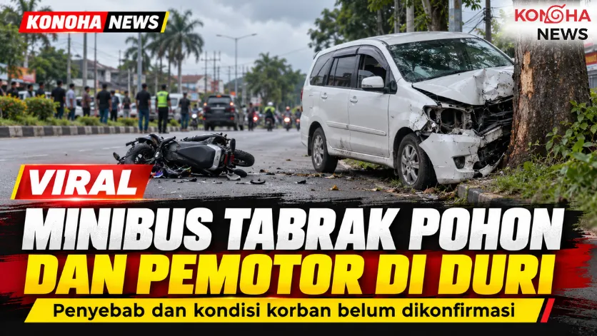 Video Minibus Tabrak Pohon dan Pemotor di Duri Viral, Kondisi Korban Belum Diketahui