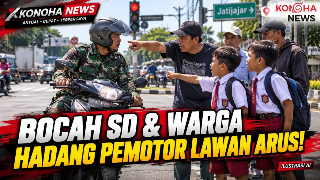 Viral! Bocah SD dan Warga Hadang Pemotor Lawan Arus di Depok, Pengendara Akhirnya Putar Balik
